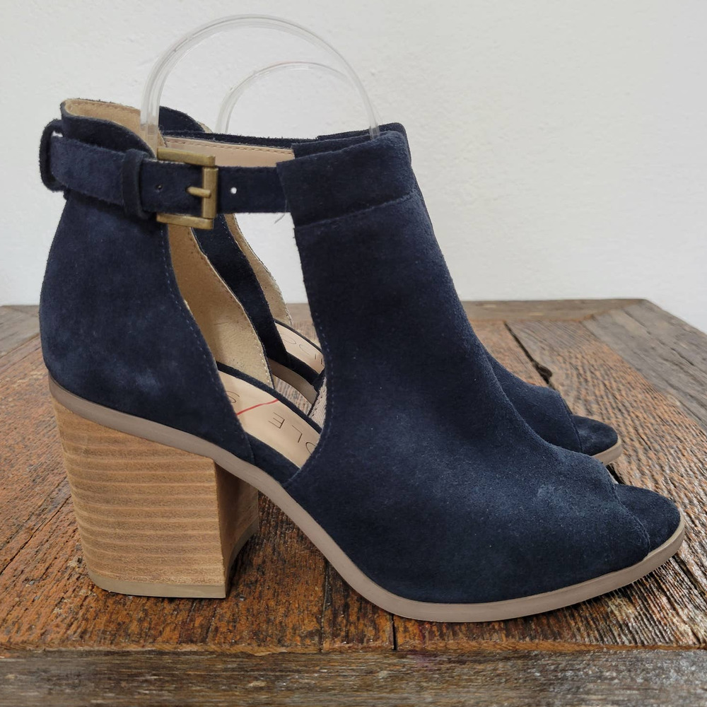 Sole Society 'Ferris' Ombre Blue Block Heel Open Toe Booties